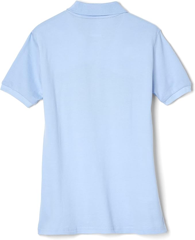 French Toast Women's Juniors' Short Sleeve Stretch Pique Polo Shirt, Light Blue SA9403W-B