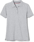 French Toast Women's Juniors' Short Sleeve Stretch Pique Polo Shirt, Grey SA9403W-J