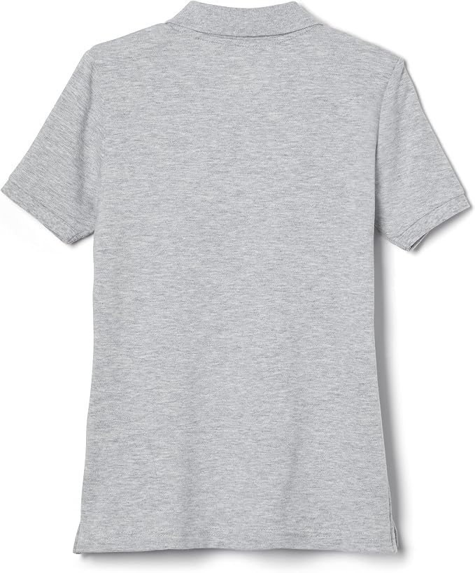 French Toast Women's Juniors' Short Sleeve Stretch Pique Polo Shirt, Grey SA9403W-J