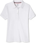 French Toast Short Sleeve Fitted Interlock Polo with Picot Collar (Feminine Fit), White SA9423-A