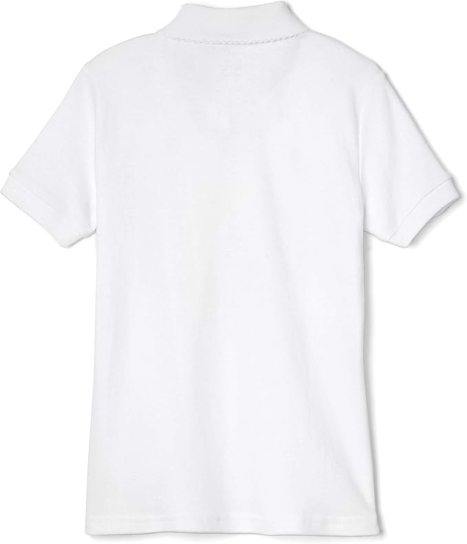 French Toast Short Sleeve Fitted Interlock Polo with Picot Collar (Feminine Fit), White SA9423-A