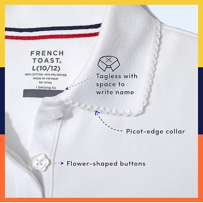 French Toast Short Sleeve Fitted Interlock Polo with Picot Collar (Feminine Fit), Navy SA9423-E