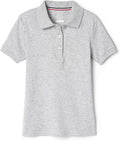 French Toast Short Sleeve Fitted Interlock Polo with Picot Collar (Feminine Fit), Heather Grey SA9423-J