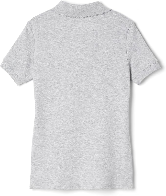 French Toast Short Sleeve Fitted Interlock Polo with Picot Collar (Feminine Fit), Heather Grey SA9423-J