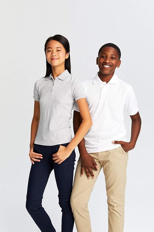 French Toast Boy's Moisture Wicking Performance Sport Polo Short Sleeve Shirt, White SA9509-A