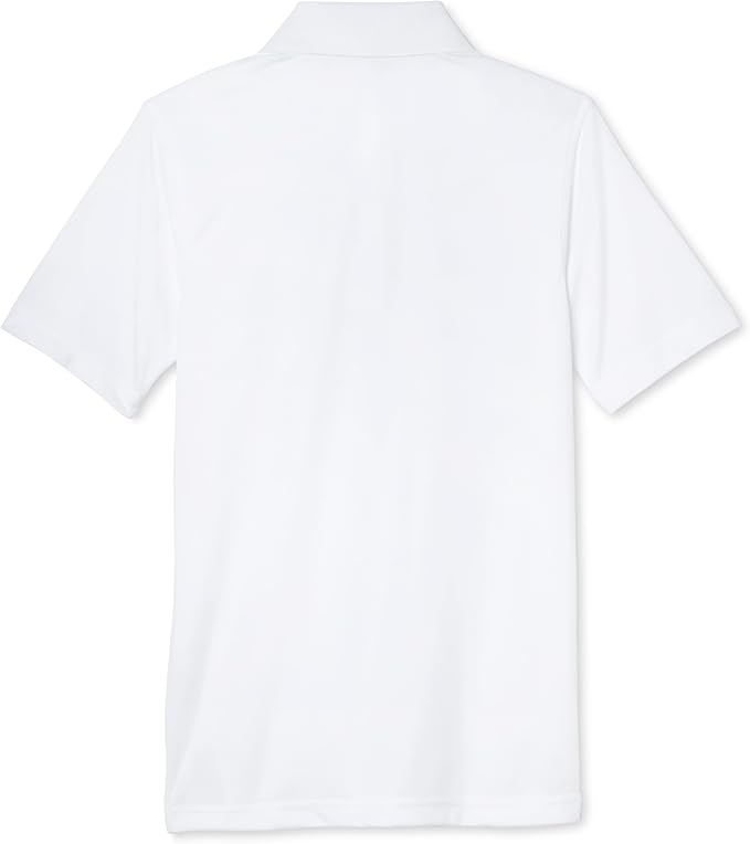 French Toast Young Men's Moisture Wicking Performance Sport Polo Short Sleeve Shirt, White SA9509Y-A