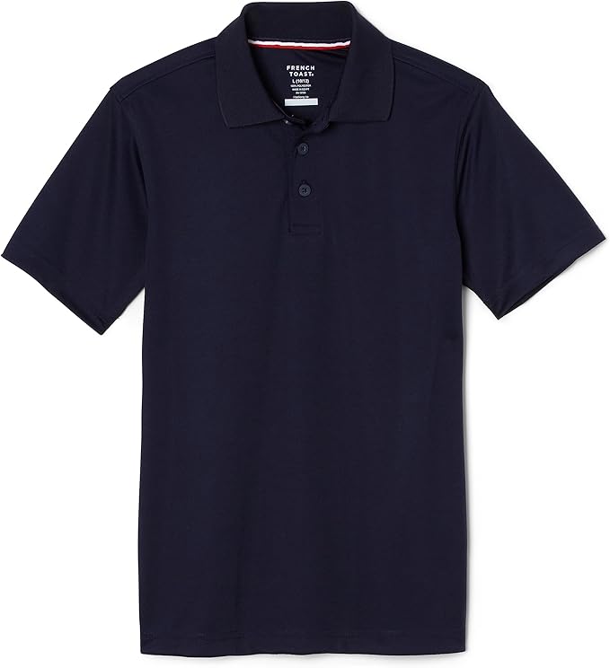 French Toast Young Men's Moisture Wicking Performance Sport Polo Short Sleeve Shirt, Navy SA9509Y-E
