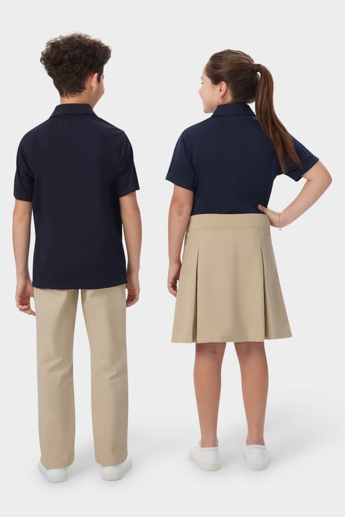French Toast Young Men's Moisture Wicking Performance Sport Polo Short Sleeve Shirt, Navy SA9509Y-E