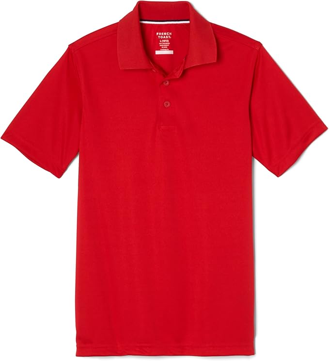 French Toast Young Men's Moisture Wicking Performance Sport Polo Short Sleeve Shirt, Red SA9509Y-N
