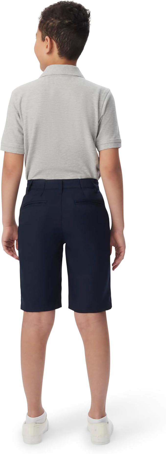 French Toast Boys' Flat Front Microfiber Performance Stretch Short, Navy SH9252-E