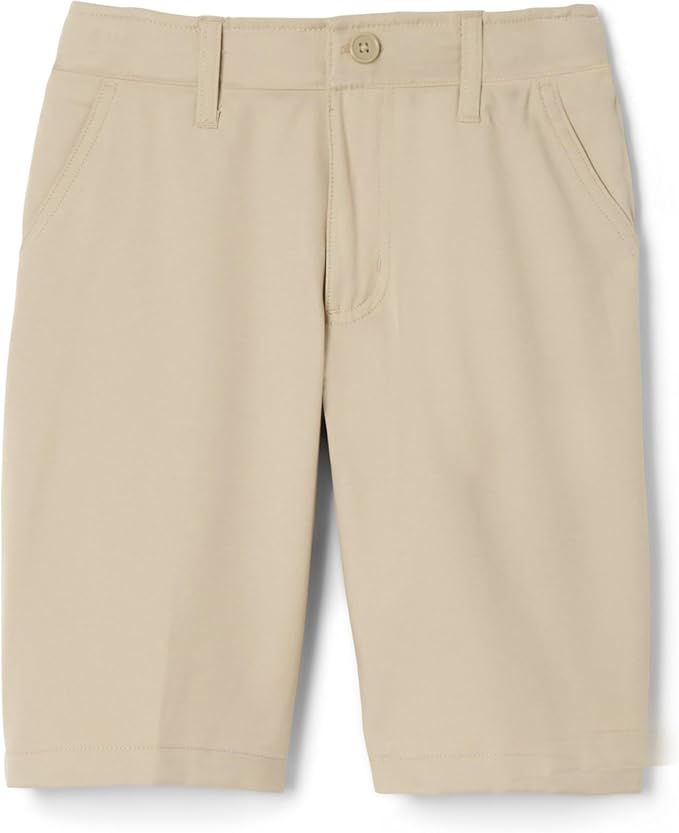 French Toast Boys' Flat Front Microfiber Performance Stretch Short, Khaki SH9252-G