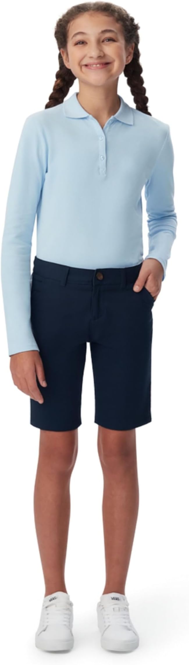 French Toast Girls’ Stretch Twill Bermuda Short, Navy SH9271-E