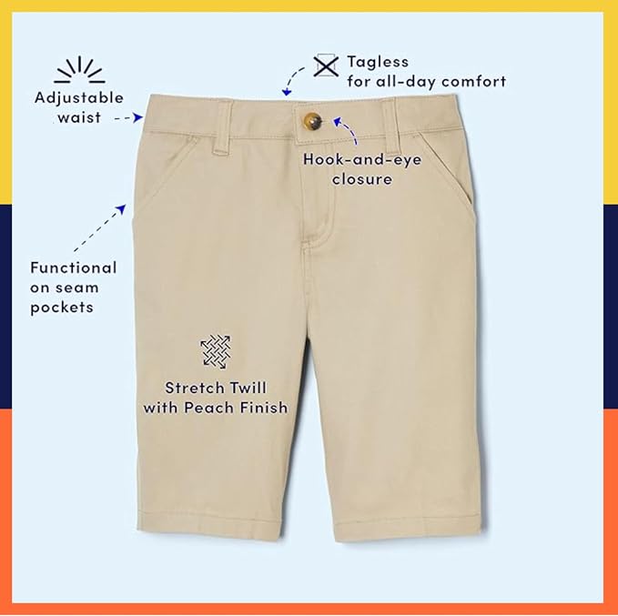 French Toast Girls’ Stretch Twill Bermuda Short, Navy SH9271-E