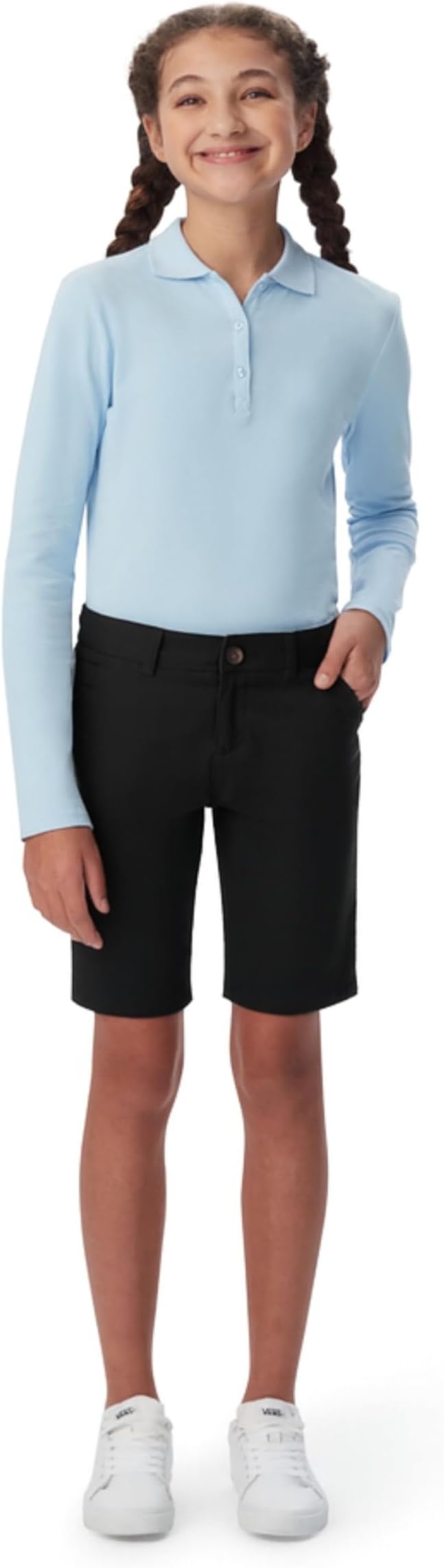 French Toast Girls’ Stretch Twill Bermuda Short, Black SH9271-F