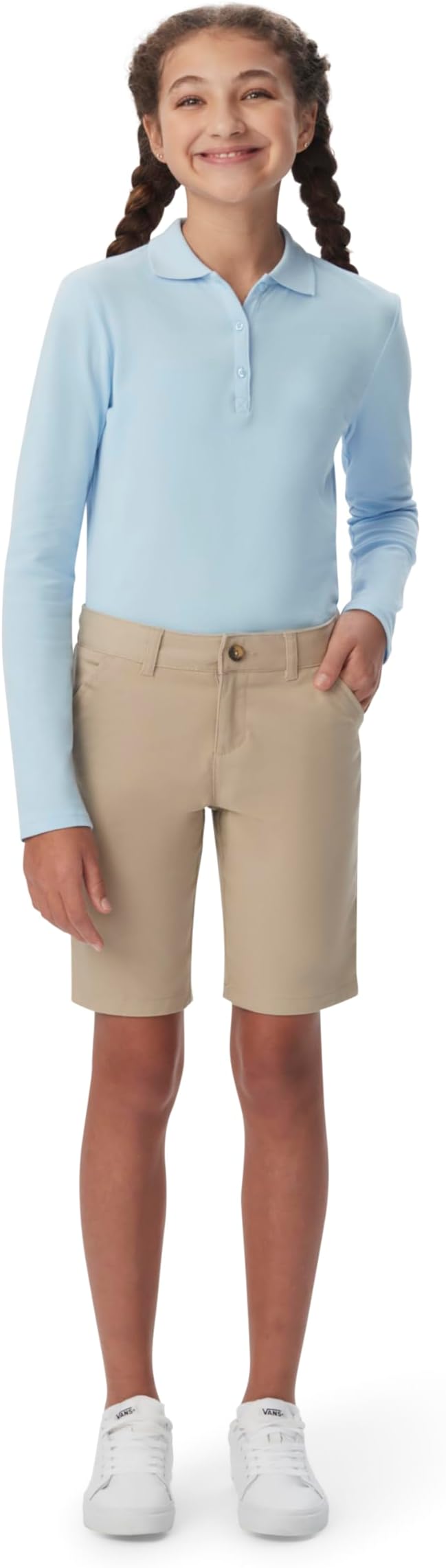 French Toast Girls’ Stretch Twill Bermuda Short, Khaki SH9271-G
