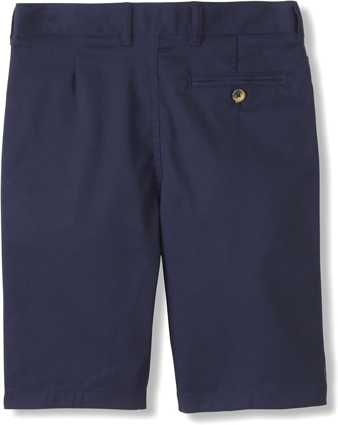 French Toast Boys Flat Front Stretch Twill Shorts with Adjustable Waist, Navy SH9276-E