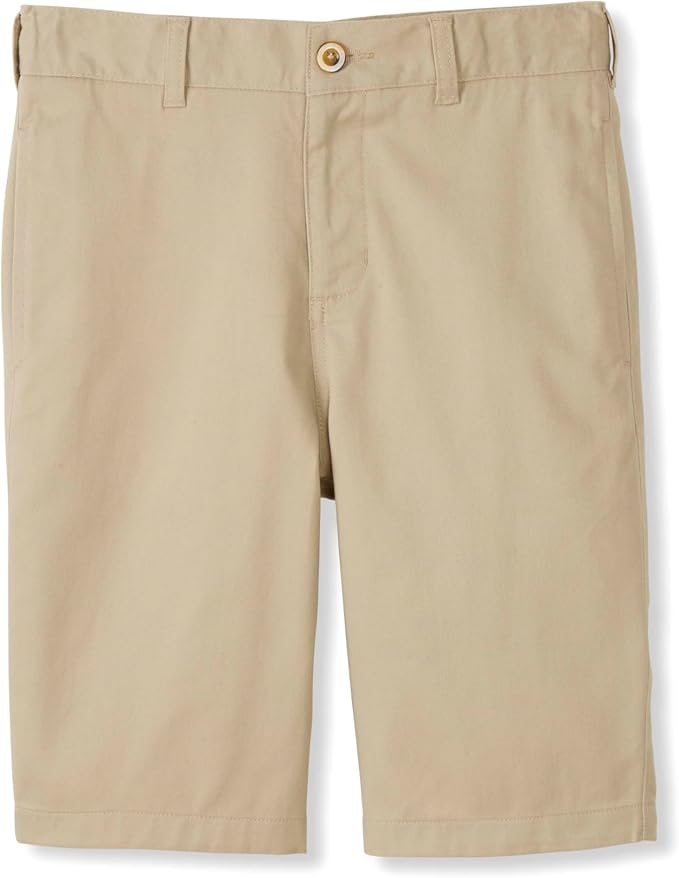 French Toast Boys Flat Front Stretch Twill Shorts with Adjustable Waist, Khaki SH9276-G
