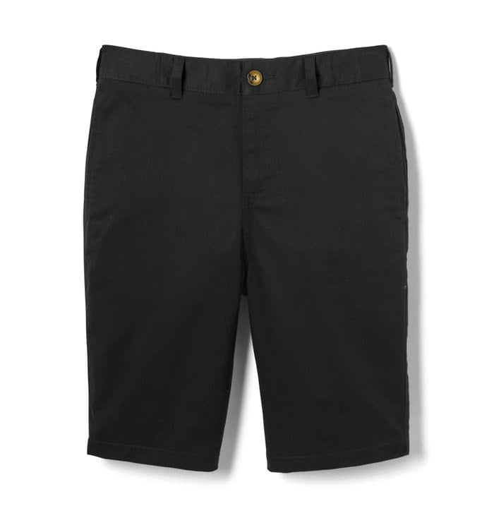 French Toast Men's Flat Front Stretch Twill Short, Black SH9276Y-F