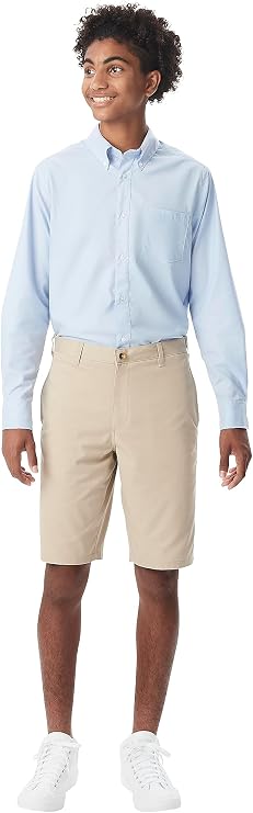 French Toast Men's Flat Front Stretch Twill Short, Khaki SH9276Y-G