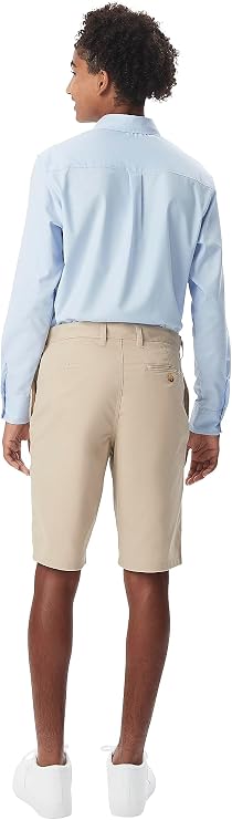 French Toast Men's Flat Front Stretch Twill Short, Khaki SH9276Y-G