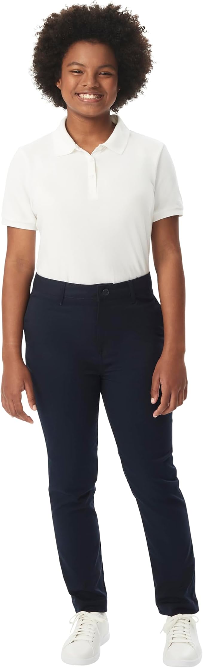 French Toast Girls' Slim Fit Stretch Twill Pant, Navy SK9405-E