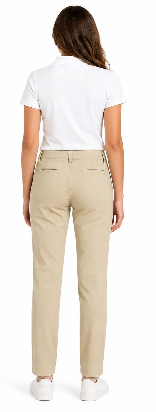 French Toast Women's Slim Fit Stretch Twill Pant, Khaki SK9405W-G