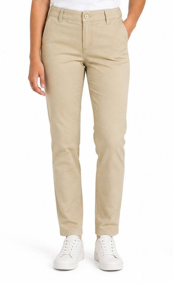 French Toast Women's Slim Fit Stretch Twill Pant, Khaki SK9405W-G