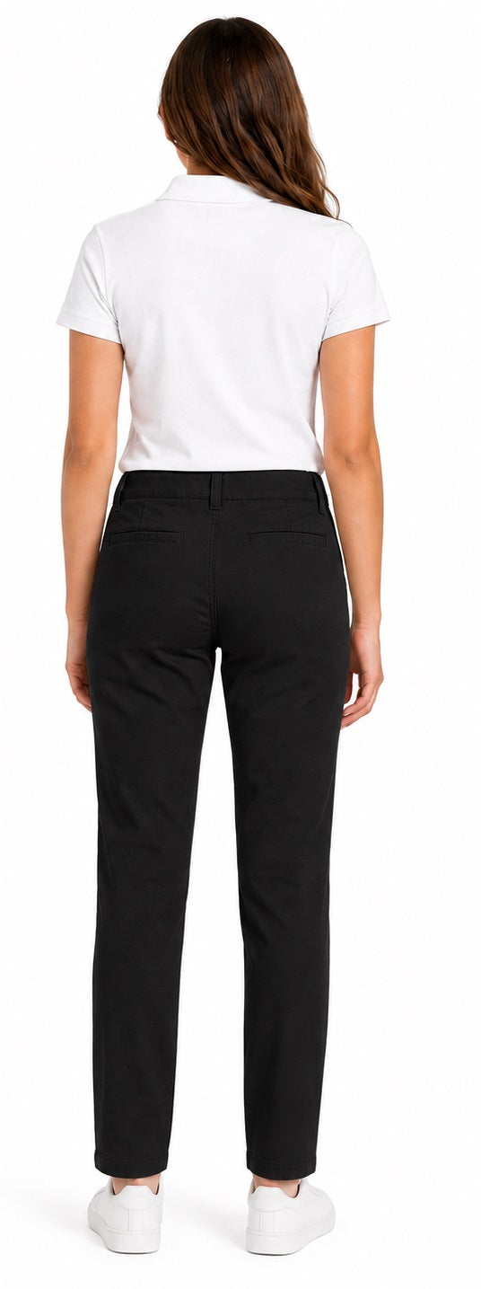 French Toast Women's Slim Fit Stretch Twill Pant, Black SK9405W-F