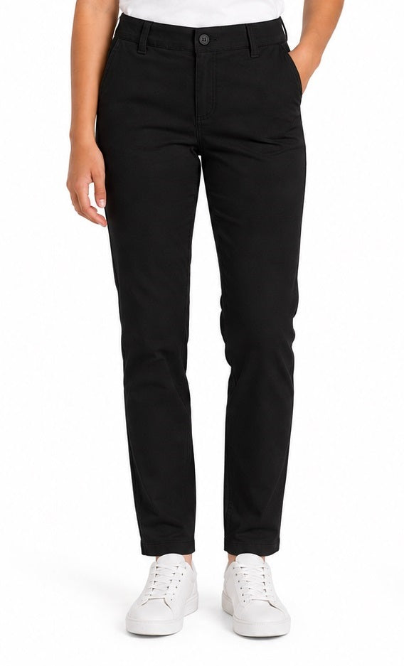 French Toast Women's Slim Fit Stretch Twill Pant, Black SK9405W-F