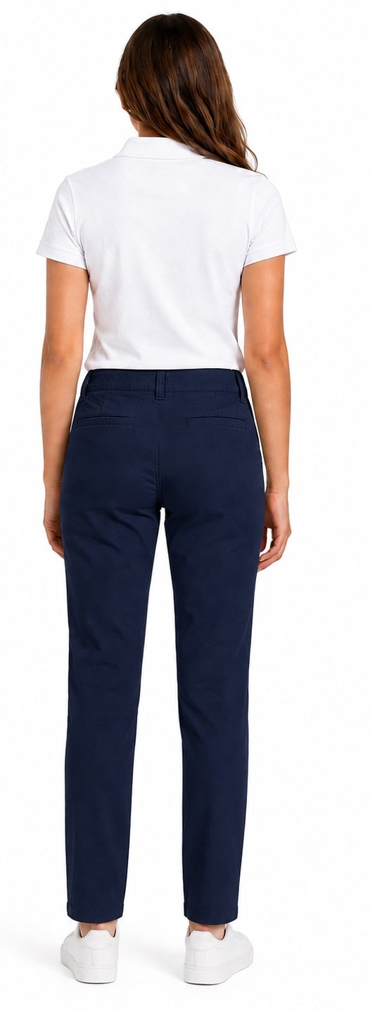 French Toast Women's Slim Fit Stretch Twill Pant, Navy SK9405W-E