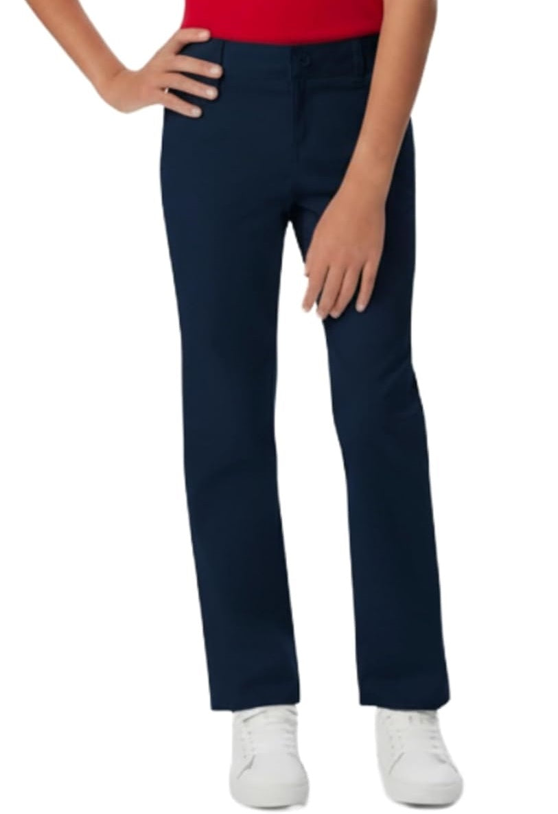 French Toast Girls’ Straight Fit Stretch Twill Pant, Navy SK9490-E