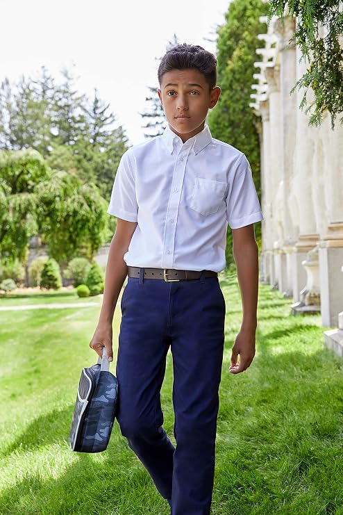 French Toast Boys' Adjustable Waist Straight Fit Stretch Twill Chino Pant, Black SK9537-F