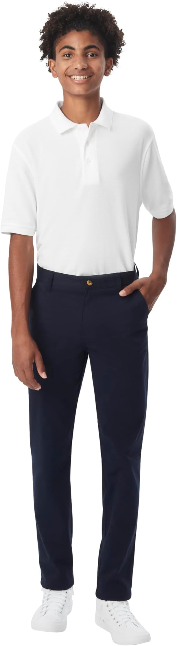 French Toast Young Men's Straight Fit Stretch Twill Chino Pant, Navy SK9537Y-E