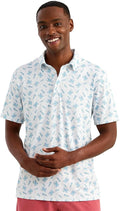 HUK Men's Pursuit Pattern, Performance Short Sleeve Polo Shirt, White On The Rocks H1200634-116