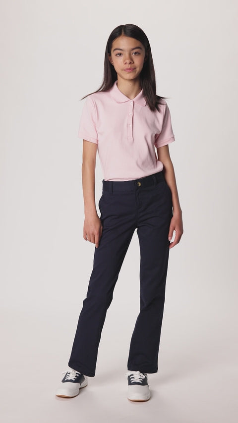 French Toast Girls’ Straight Fit Stretch Twill Pant, Navy SK9490-E
